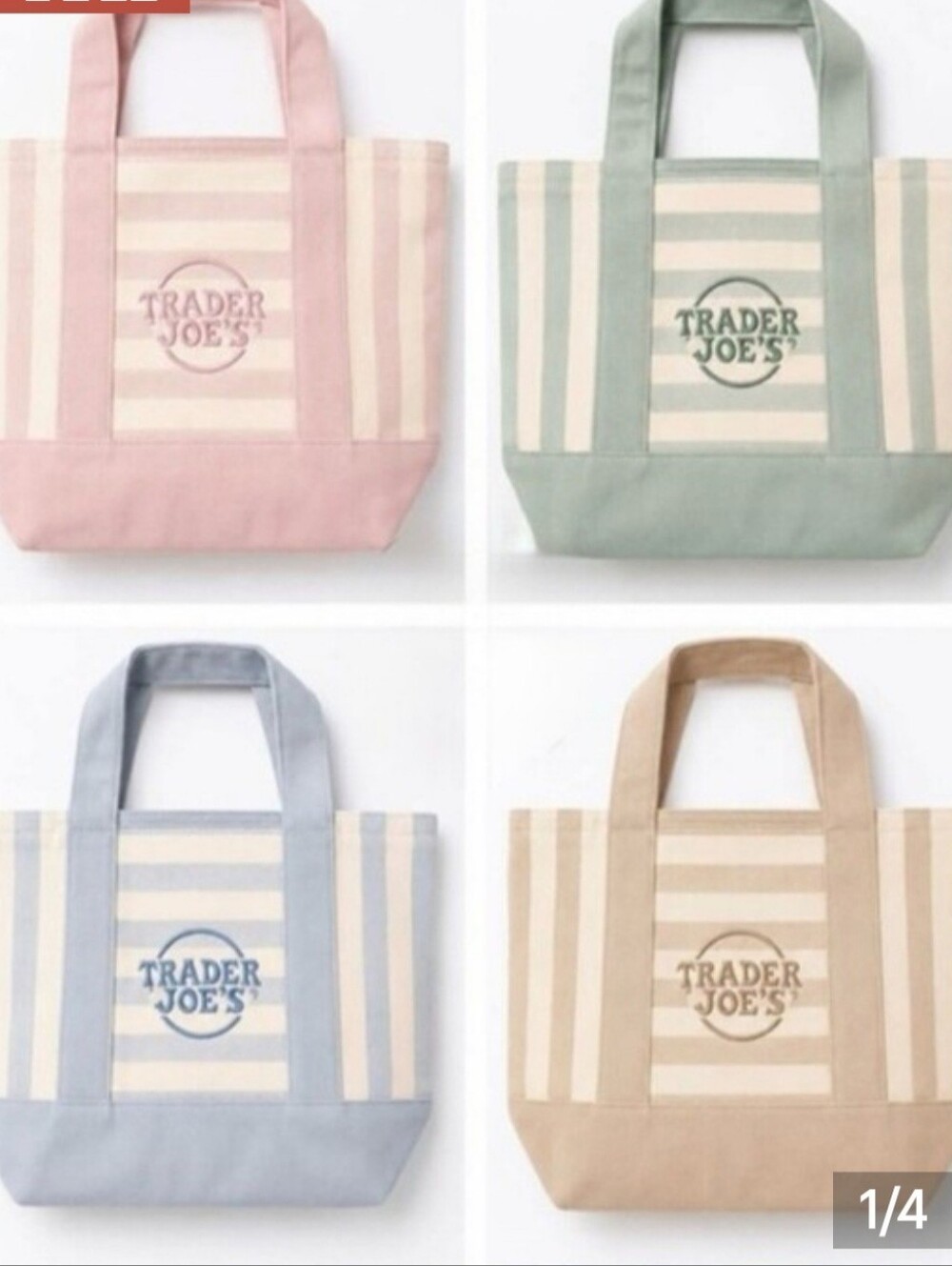 Striped Canvas Tote — Pink, Sage, Blue, Tan